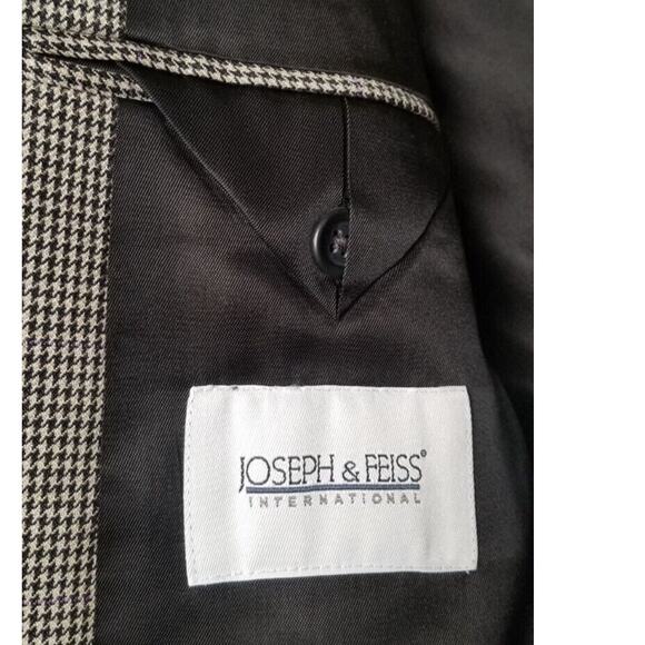 Joseph & Feiss Int'l Blazer Men's Brown Wool Houndstooth Sport Coat Size 44R - Picture 8 of 10